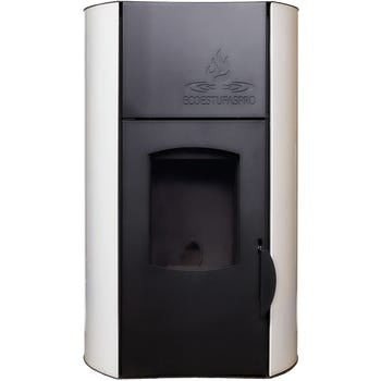 HIDROESTUFA DE PELLET DE 18 KW DE POTENCIA, AUTONOMÍA 5-15 HORAS, SUPERFICIE 150 M2 Y CONSUMO 1-3 Kg/h COLOR BLANCO CON CRISTAL