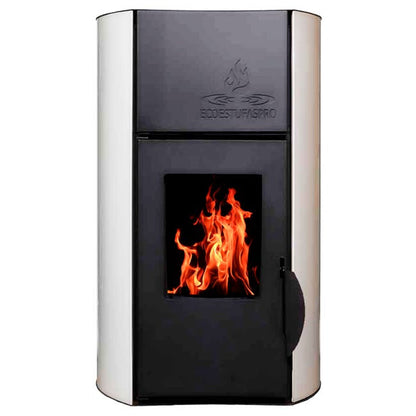 HIDROESTUFA DE PELLET DE 18 KW DE POTENCIA, AUTONOMÍA 5-15 HORAS, SUPERFICIE 150 M2 Y CONSUMO 1-3 Kg/h COLOR BLANCO CON CRISTAL