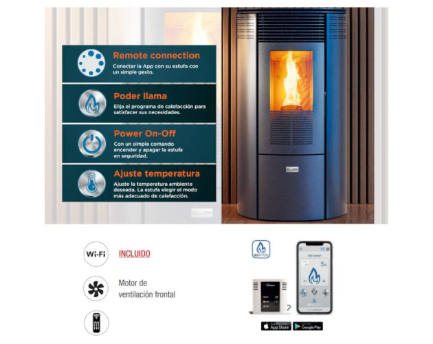 Estufa de pellet Wi-Fi Elipse 10kW gris Stove Canadian