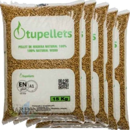 Suinga – Pellets de madera 100% natural para calefacción – 300 kg en 20 sacos de 15 kg – Certificado EN PLUS A1 – Cilindros de 6 mm para una combustión eficiente
