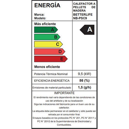 Estufa Pellet 9,5 KW 160 m2 WiFi