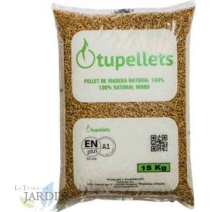 Suinga – Pellets de madera 100% natural para calefacción – 300 kg en 20 sacos de 15 kg – Certificado EN PLUS A1 – Cilindros de 6 mm para una combustión eficiente