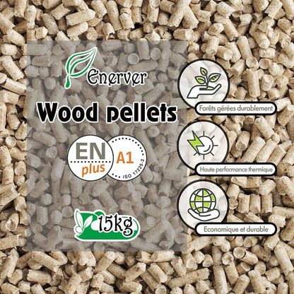 Wood PELLETS - 77 sacos de 15 kg